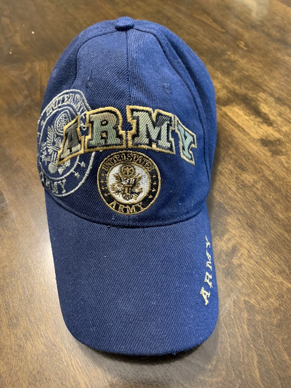 Blue Military Hat Truck Embroidered USA American Army Hat Strap back Adjustable